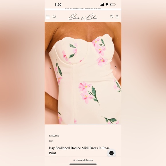 NWT!! Coco and Lola Issy Scalloped Bodice Midi Dress in Rose Print. So pretty! - Picture 4 of 6